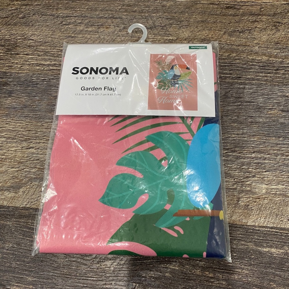 Home Sweet Home Coral Tropical Tucan Outdoor Garden Flag NEW